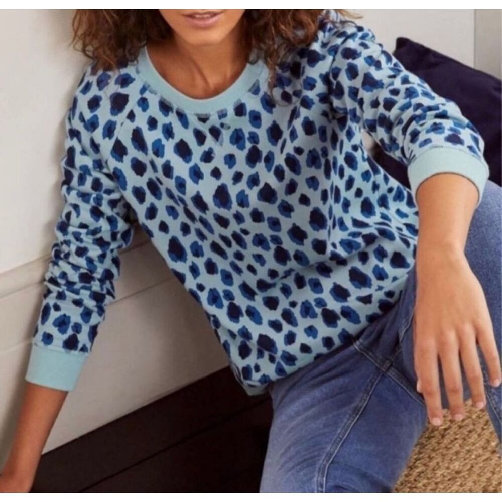 Boden The Sweatshirt Ice Blue Leopard